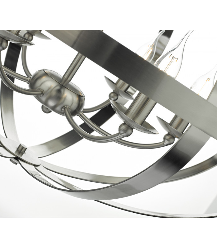 Cage Pendant Light Satin Chrome, 6x E14