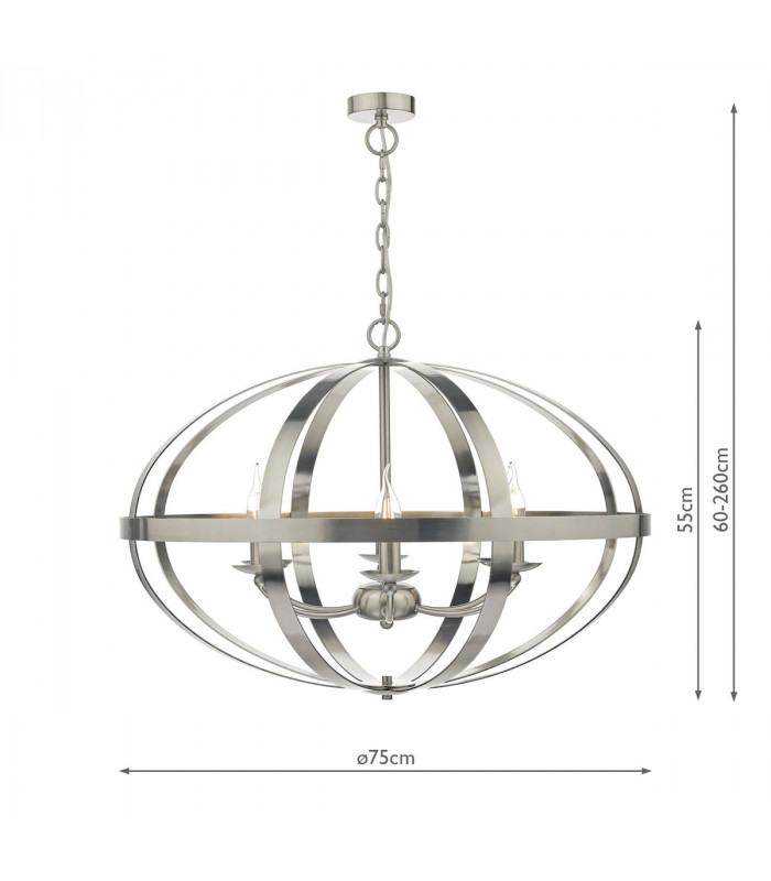 Cage Pendant Light Satin Chrome, 6x E14