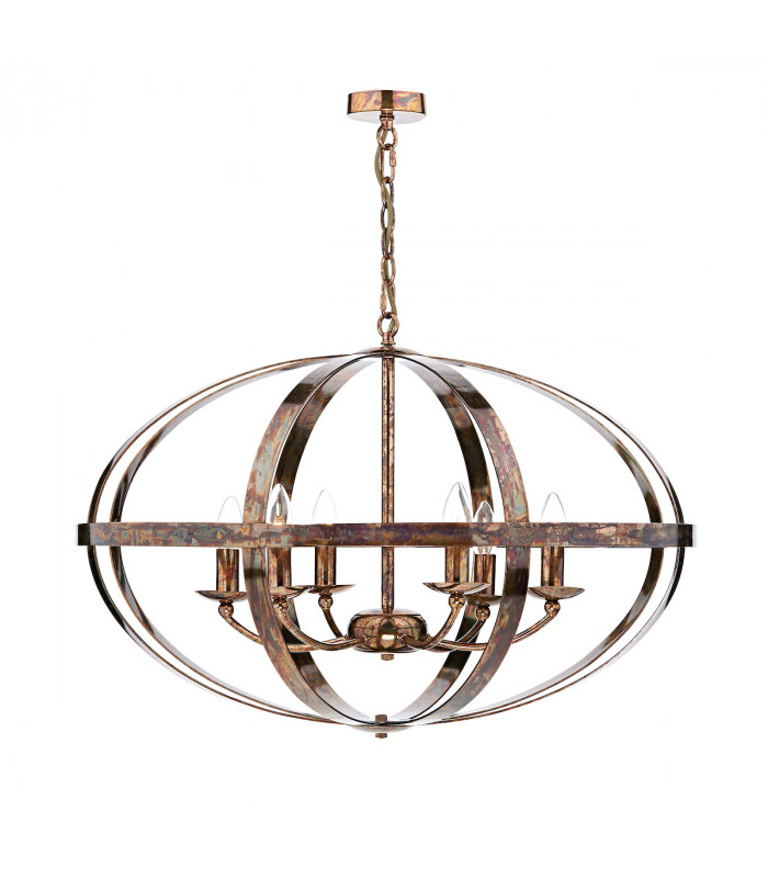 Cage Pendant Light Petrol Copper, 6x E14