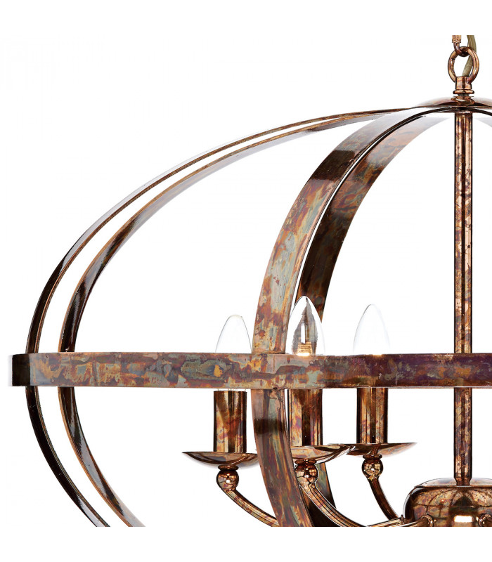 Cage Pendant Light Petrol Copper, 6x E14