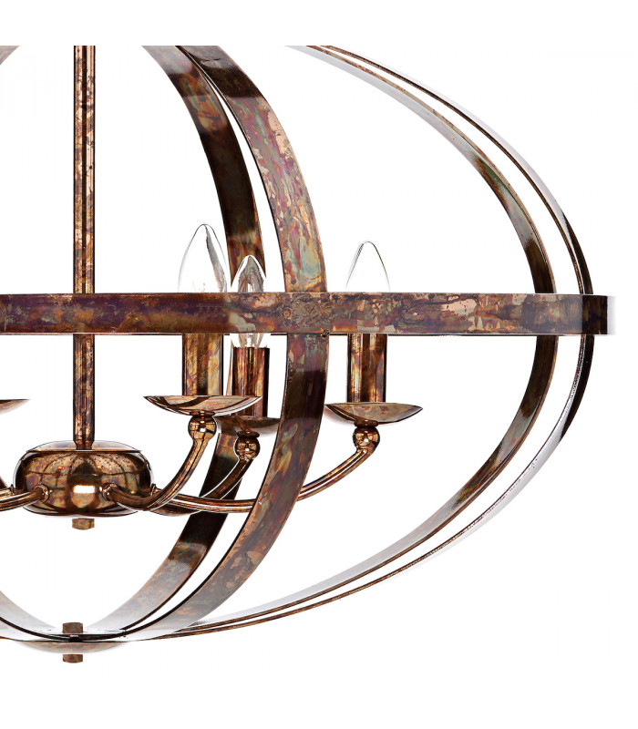 Cage Pendant Light Petrol Copper, 6x E14