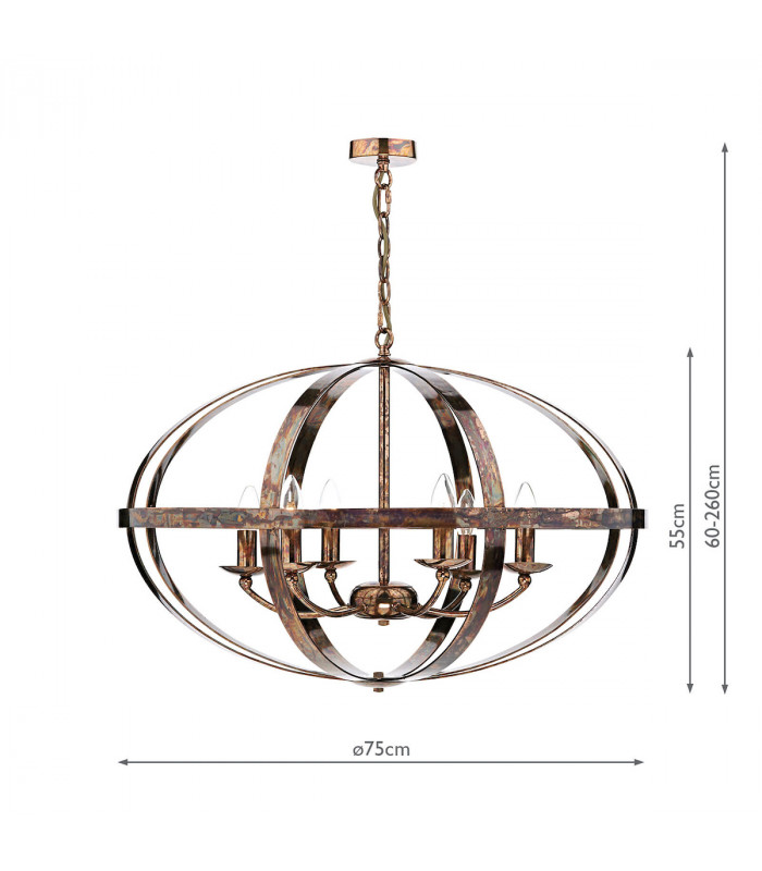 Cage Pendant Light Petrol Copper, 6x E14