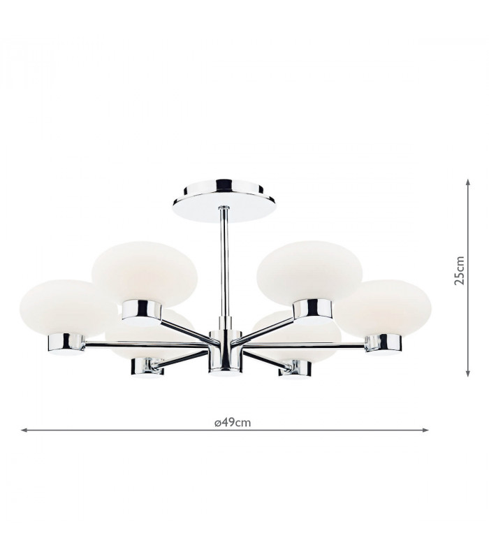 Semi Flush Ceiling Light Light Polished Chrome, 6x G9