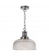 Dome Pendant Light Antique Chrome Textured glass, 1x E27