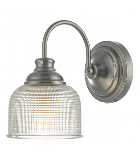 Dome Wall Light Antique Chrome & Textured Glass