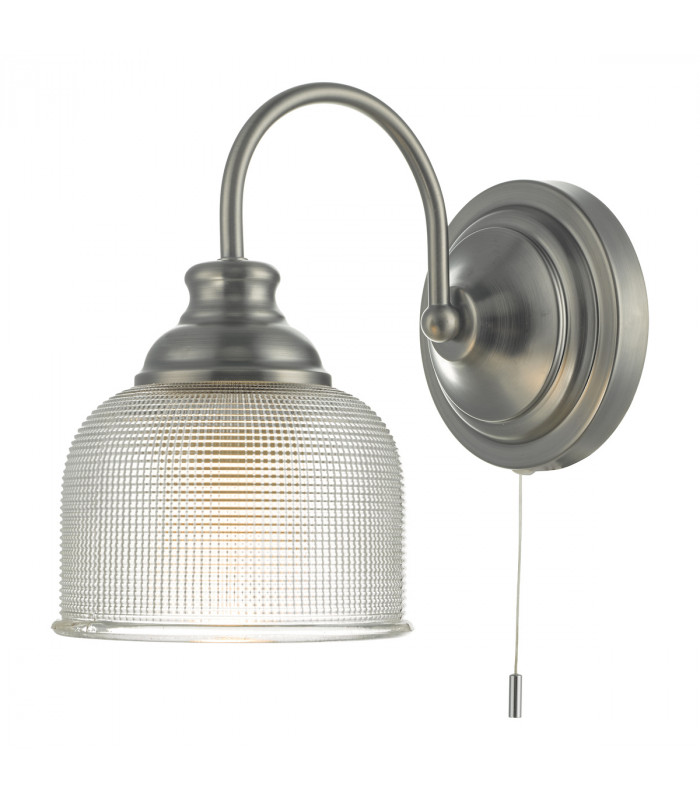 Dome Wall Light Antique Chrome & Textured Glass