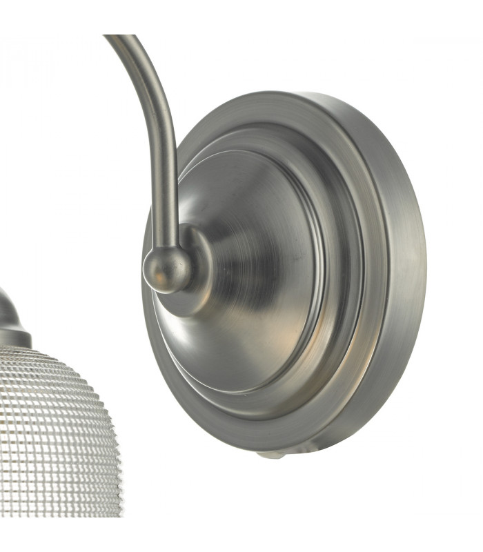 Dome Wall Light Antique Chrome & Textured Glass