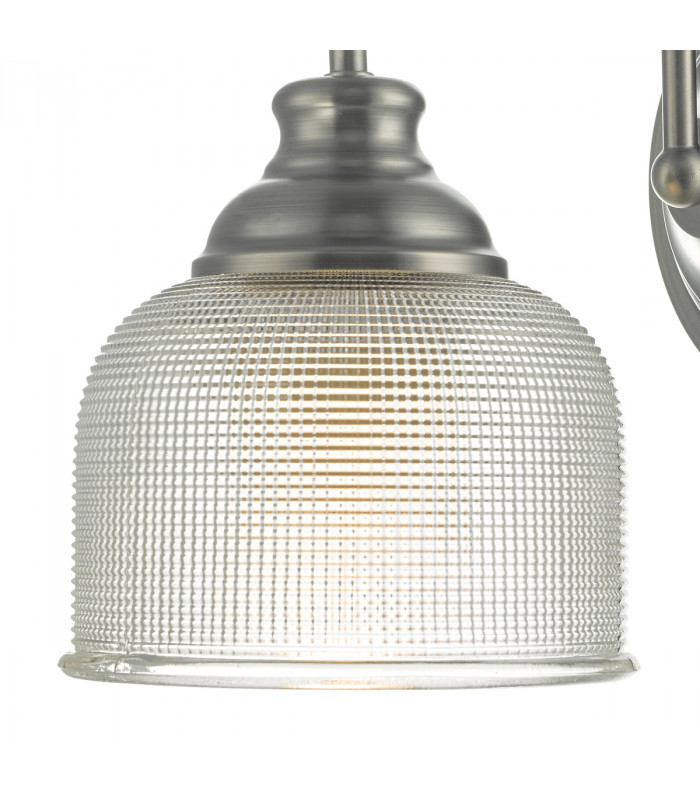 Dome Wall Light Antique Chrome & Textured Glass