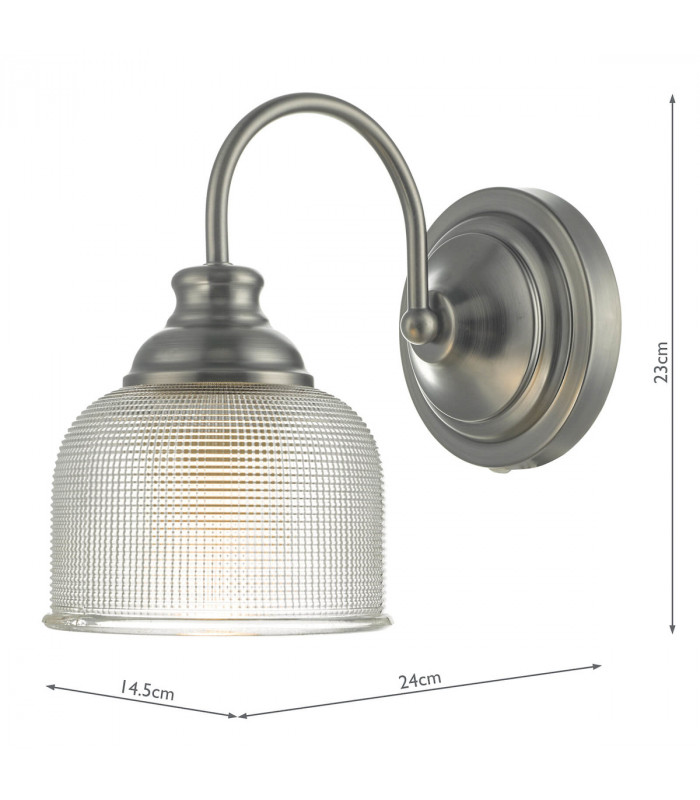 Dome Wall Light Antique Chrome & Textured Glass