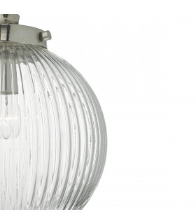 Pendant Light Satin Nickel & Ribbed Glass, 1x E27