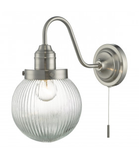 Wall Light Satin Nickel & Ribbed Glass