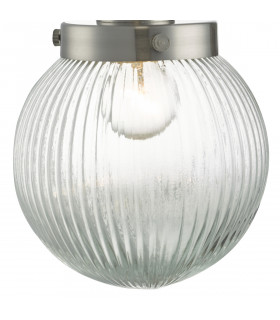 Wall Light Satin Nickel & Ribbed Glass