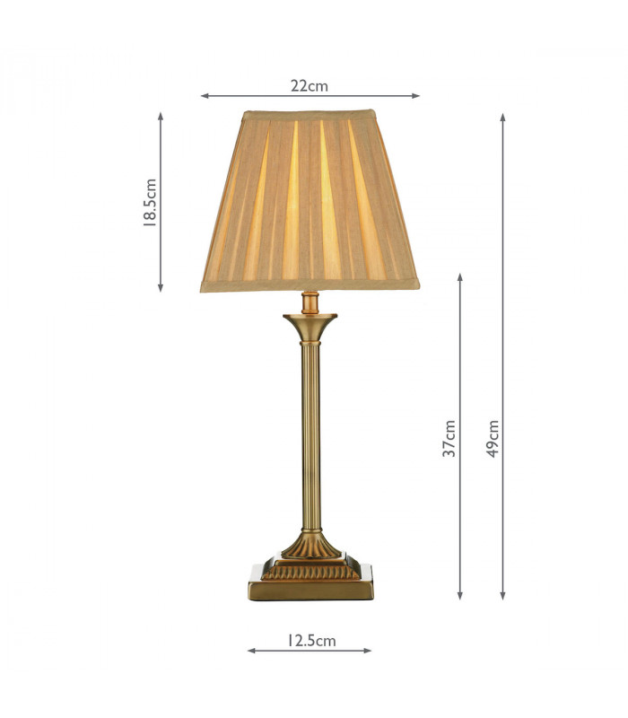 Table Lamp Antique Brass complete with Round Tapered Shade