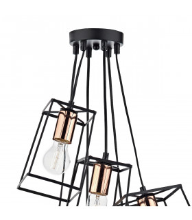 Cube Wire Frame Cluster Pendant Light Black, 6x E27