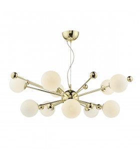Pendant Light Gold & Opal Glass, 10x G9