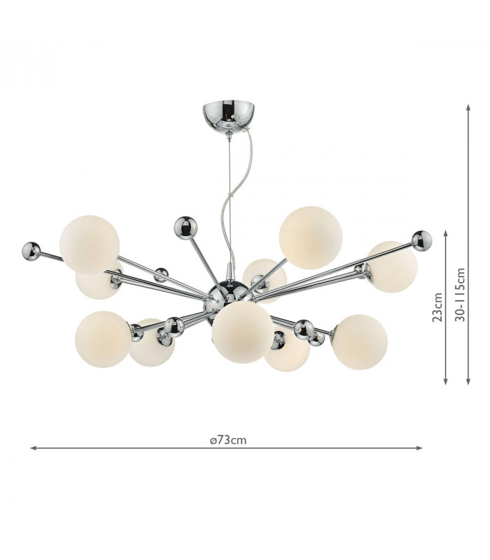 Pendant Light Polished Chrome & Opal Glass, 10x G9