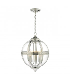 Pendant Light Polished Nickel & Glass, 3x E14