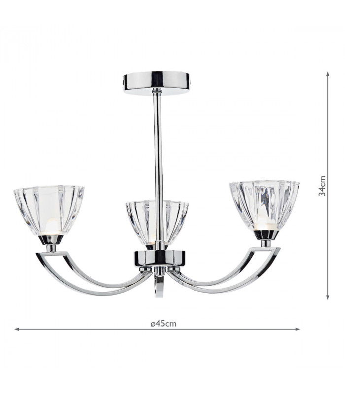 Semi Flush Ceiling Light Light Polished Chrome, 3x G9