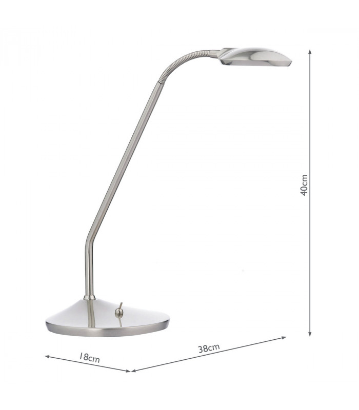 Task Table Lamp Satin Chrome Led