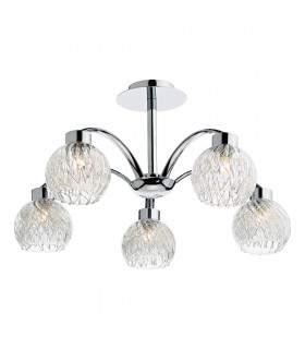 Semi Flush Ceiling Light Light Polished Chrome, 5x G9