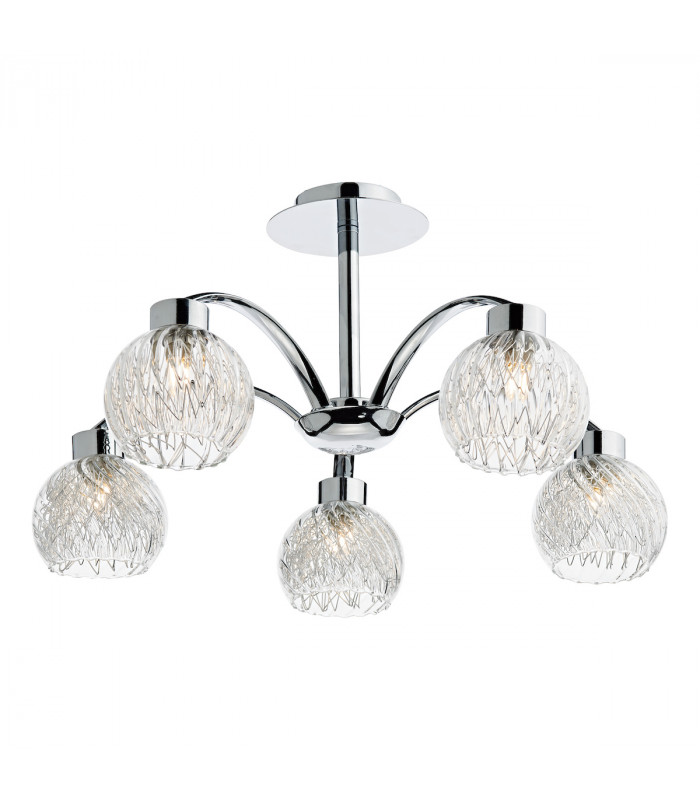 Semi Flush Ceiling Light Light Polished Chrome, 5x G9