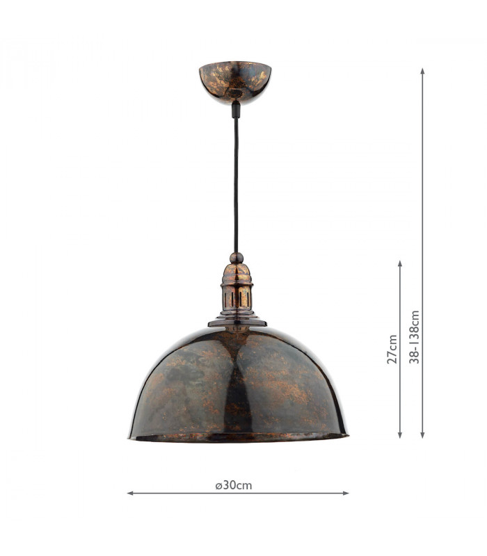 Dome Pendant Light Mottled Bronze, 1x E27