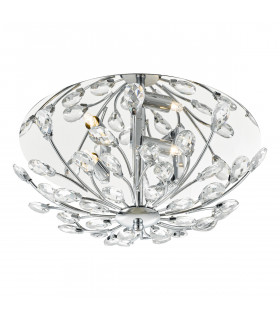 Flush Ceiling Light Polished Chrome Crystal, 3x G9