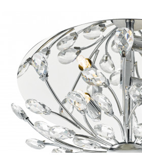 Flush Ceiling Light Polished Chrome Crystal, 3x G9