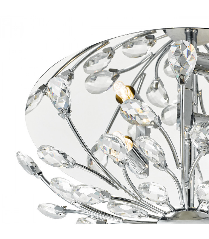 Flush Ceiling Light Polished Chrome Crystal, 3x G9