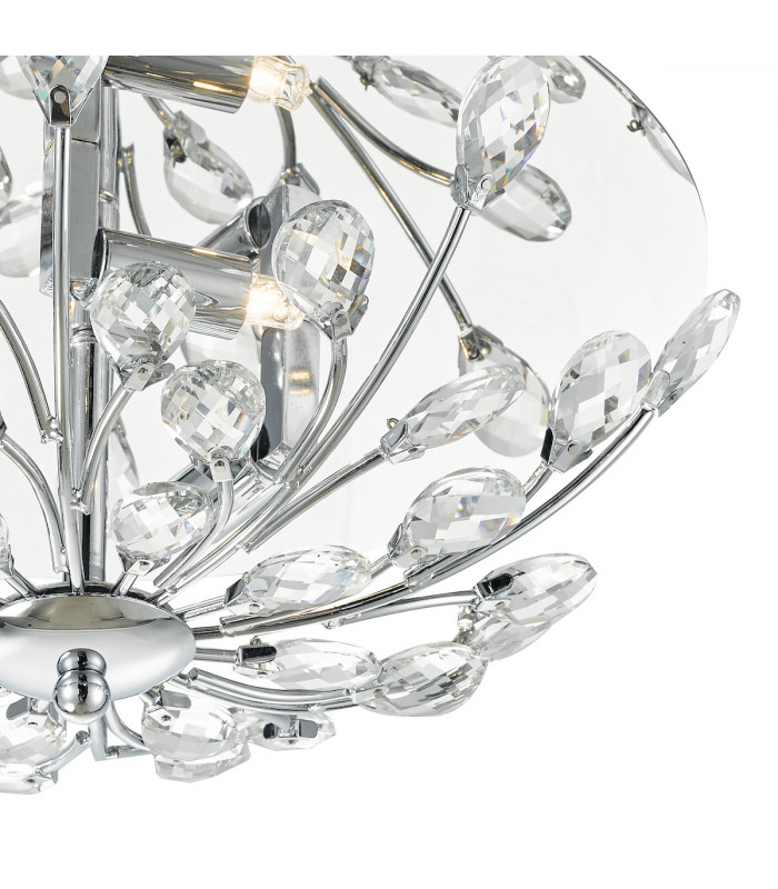Flush Ceiling Light Polished Chrome Crystal, 3x G9