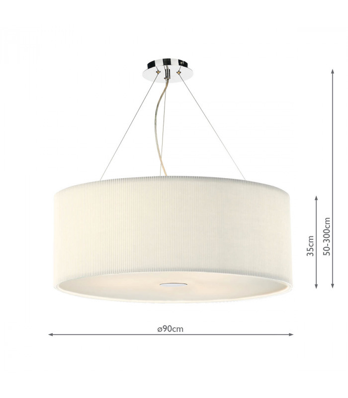 Cylindrical Pendant Light Cream 90cm, 6x E27