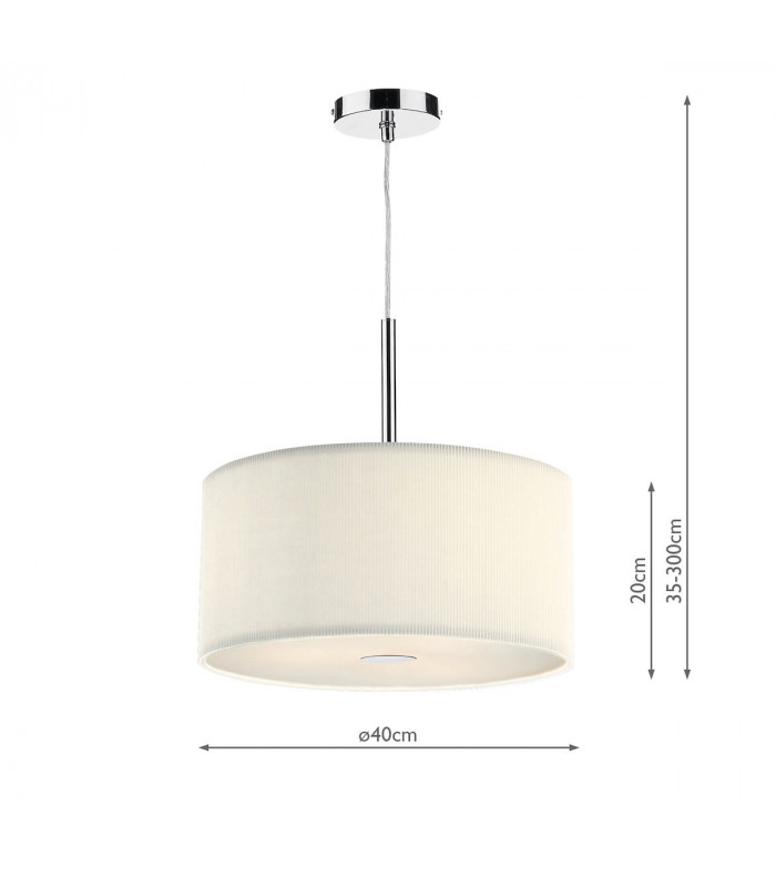 Cylindrical Pendant Light Cream 400mm, 3x E27