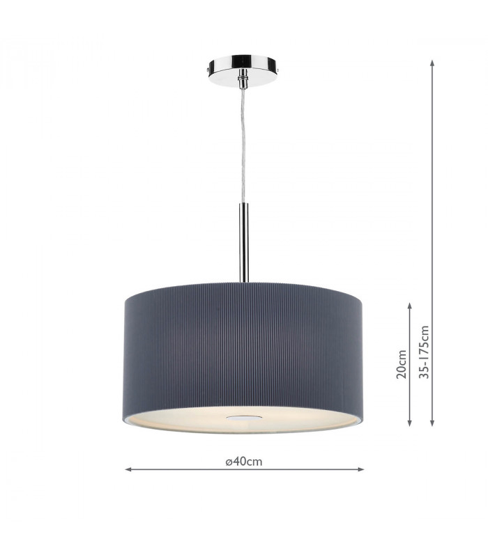 Cylindrical Pendant Light 40cm Grey, 3x E27