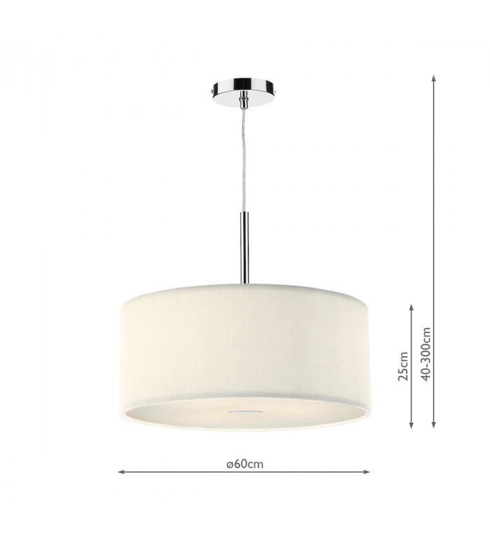 Cylindrical Pendant Light Cream 600mm, 3x E27