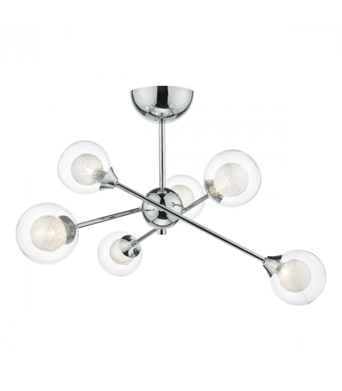 Semi Flush Ceiling Light Light Polished Chrome, 6x G9