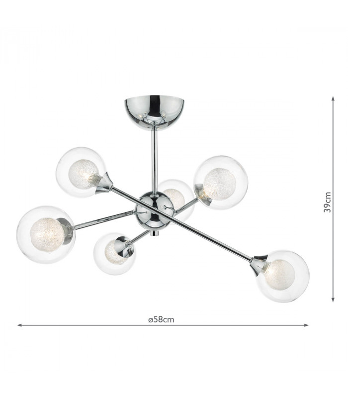 Semi Flush Ceiling Light Light Polished Chrome, 6x G9