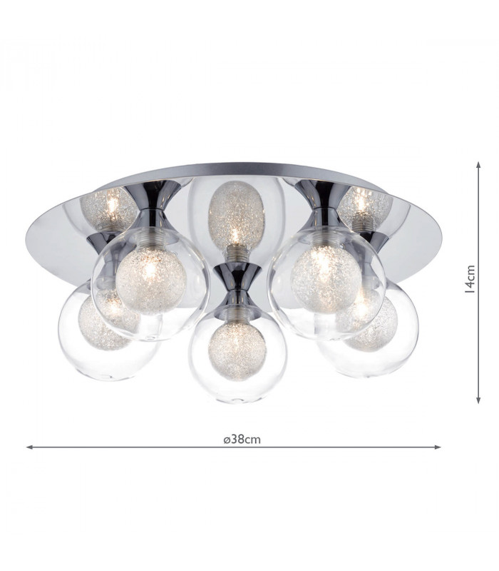 Flush Ceiling Light Polished Chrome, 5x G9