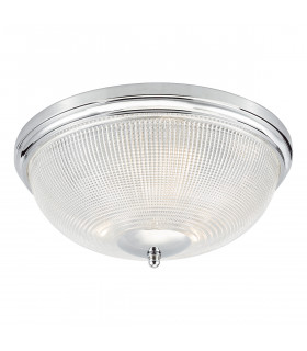 Bowl Flush Ceiling Light Polished Chrome & Glass IP44, 3x E27