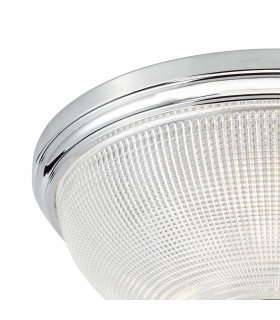 Bowl Flush Ceiling Light Polished Chrome & Glass IP44, 3x E27
