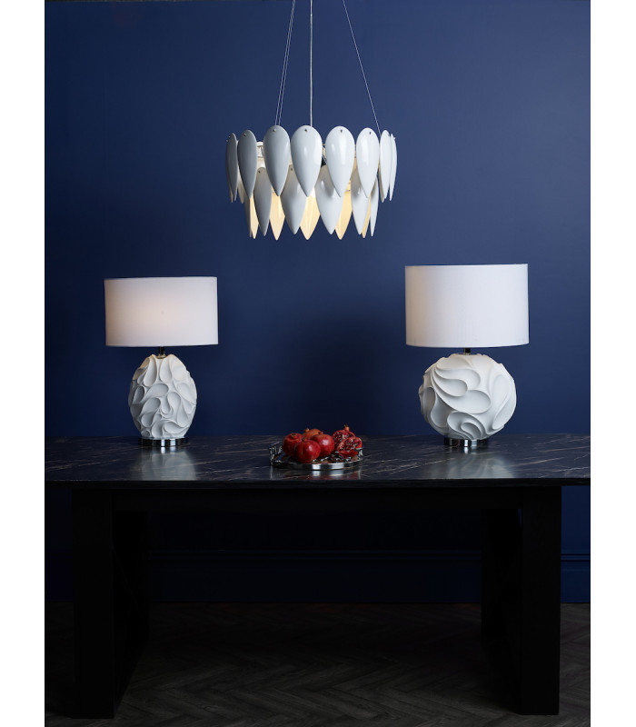 Table Lamp White Oval With Round Drum Shade