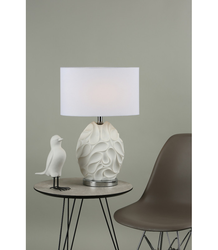 Table Lamp White Oval With Round Drum Shade