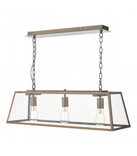 Straight Bar Pendant Light Antique Copper, 3x E27