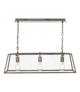 Straight Bar Pendant Light Antique Copper, 3x E27