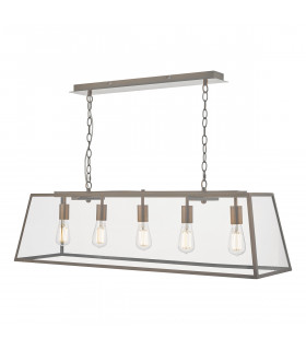 Straight Bar Pendant Light Antique Copper, 5x E27