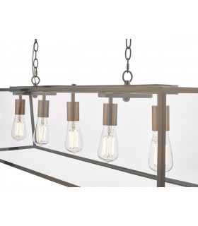 Straight Bar Pendant Light Antique Copper, 5x E27