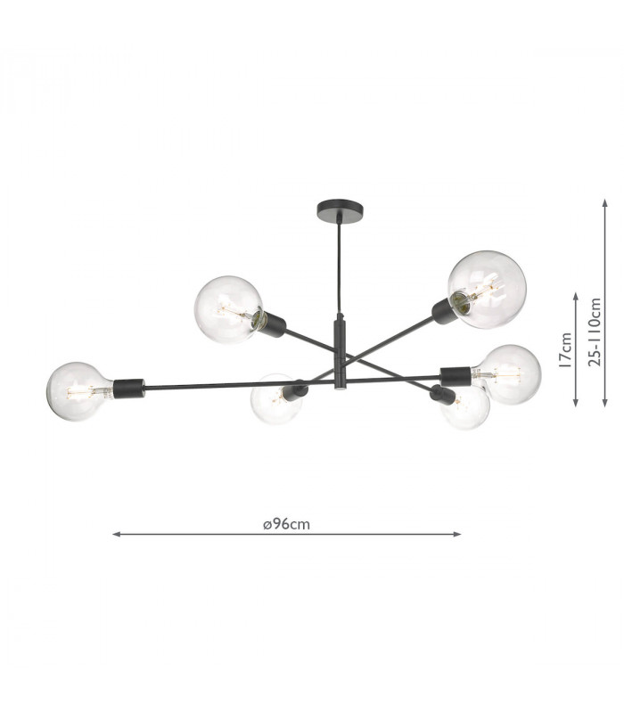 Pendant Light Black, 6x E27