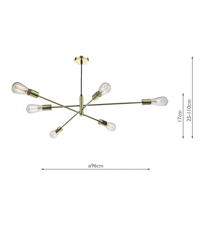 Pendant Light Polished Gold, 6x E27