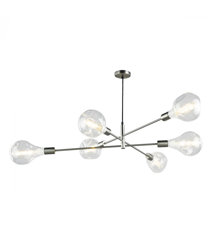 Pendant Light Satin Chrome, 6x E27