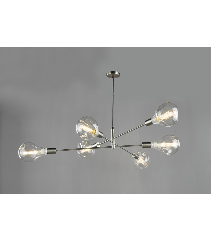 Pendant Light Satin Chrome, 6x E27