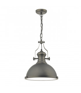 Dome Pendant Light Antique Pewter & Glass, 1x E27